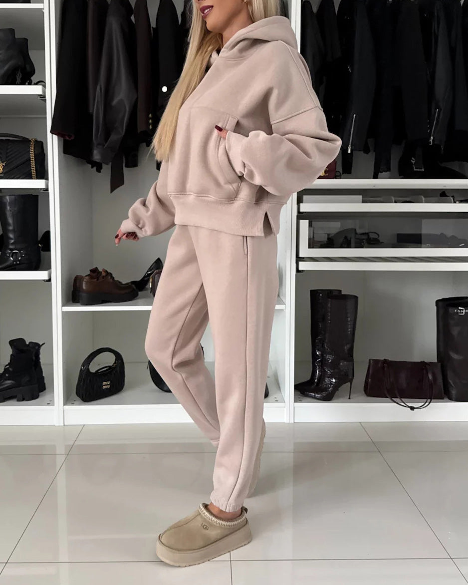 Coffee Run Hooded sweatshirt and cropped pants two-piece set