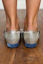 Eleganti ballerine patchwork con fibbia e cinturino sul collo del piede in velluto blu