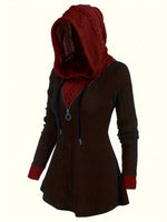 Sweats à capuche avec cordon de serrage et fermeture éclair en bloc de couleur