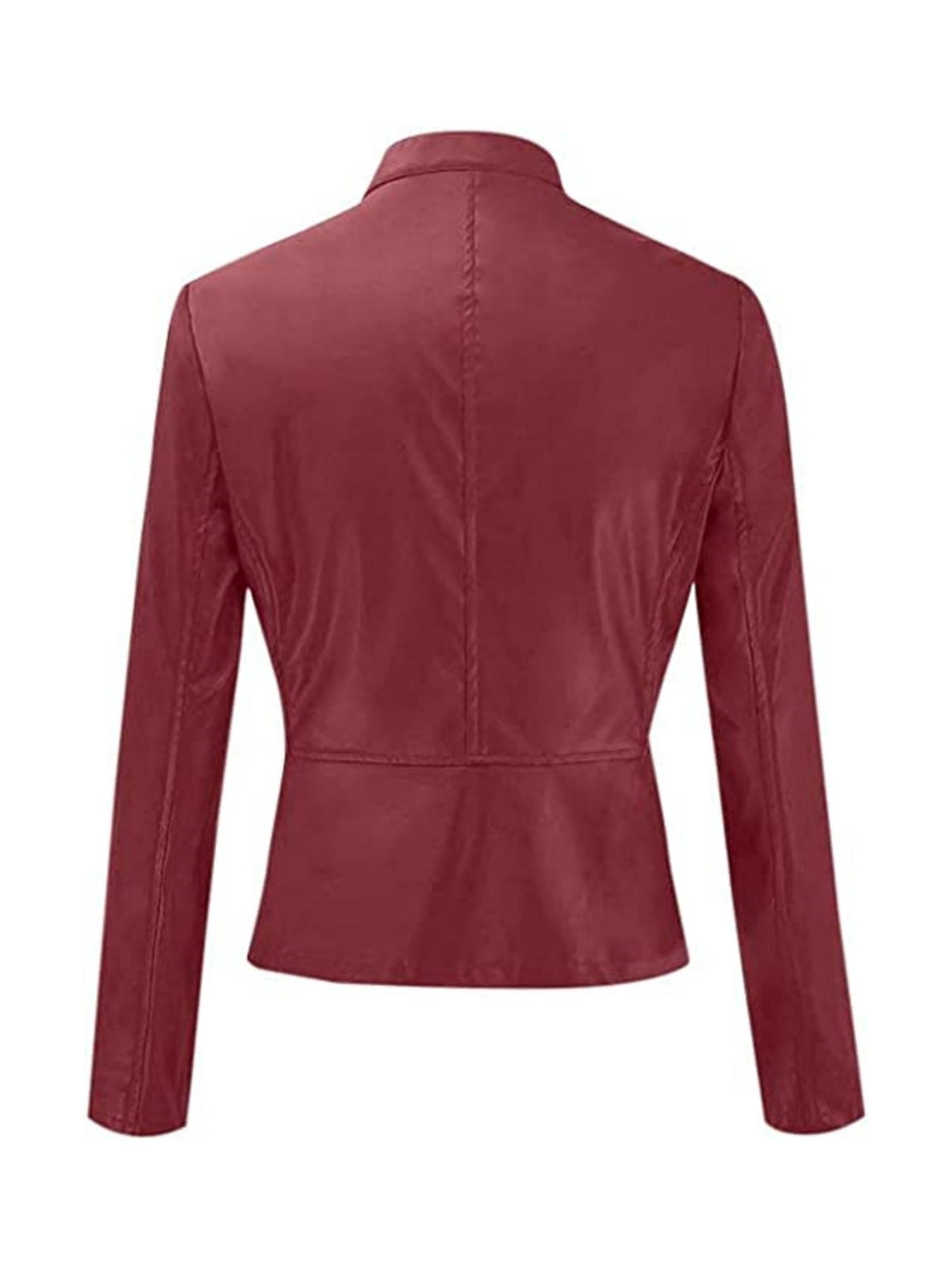 Solid Zipper Front Faux Leather Crop Jacket