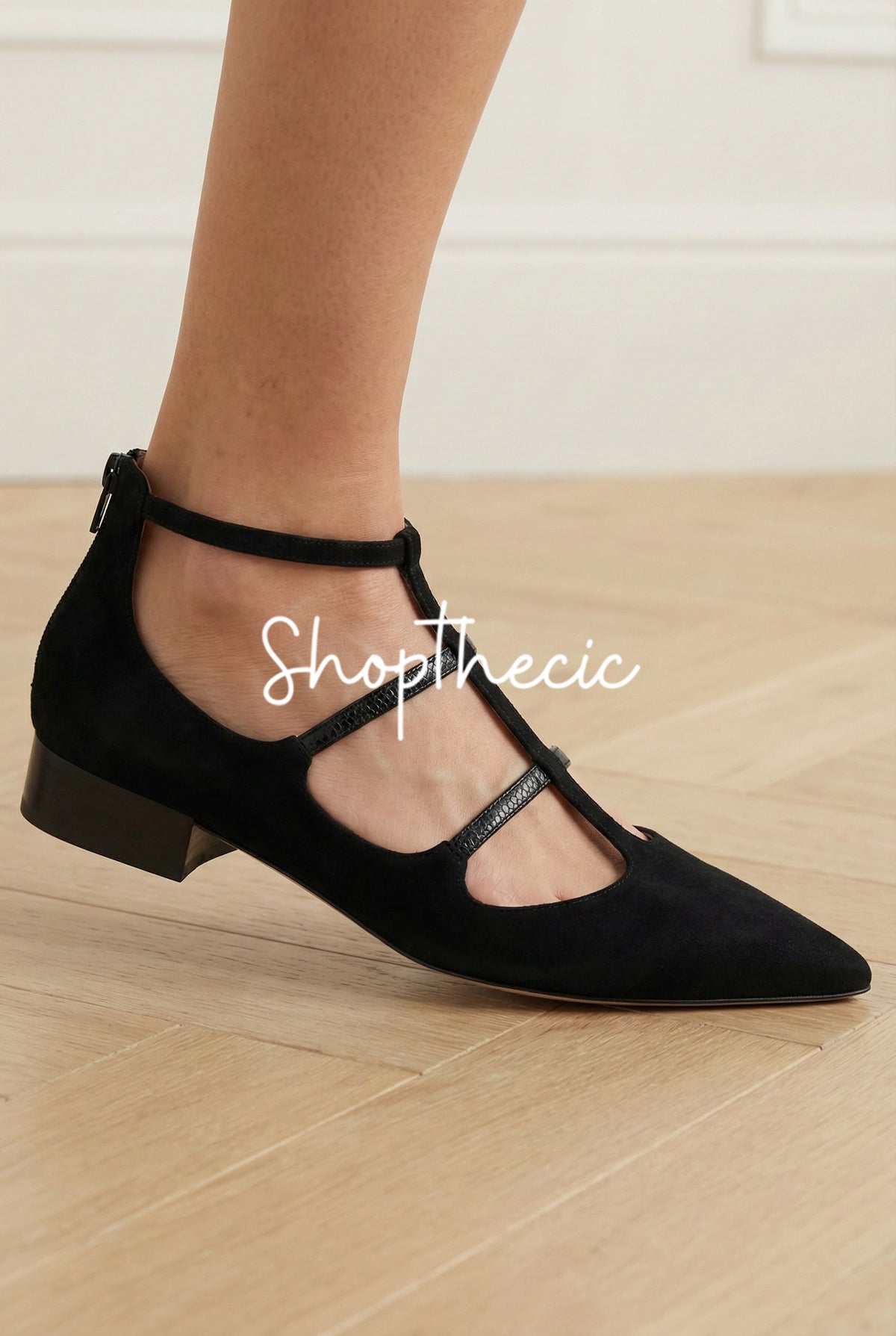 Black pointed Low heel Roman Sandals