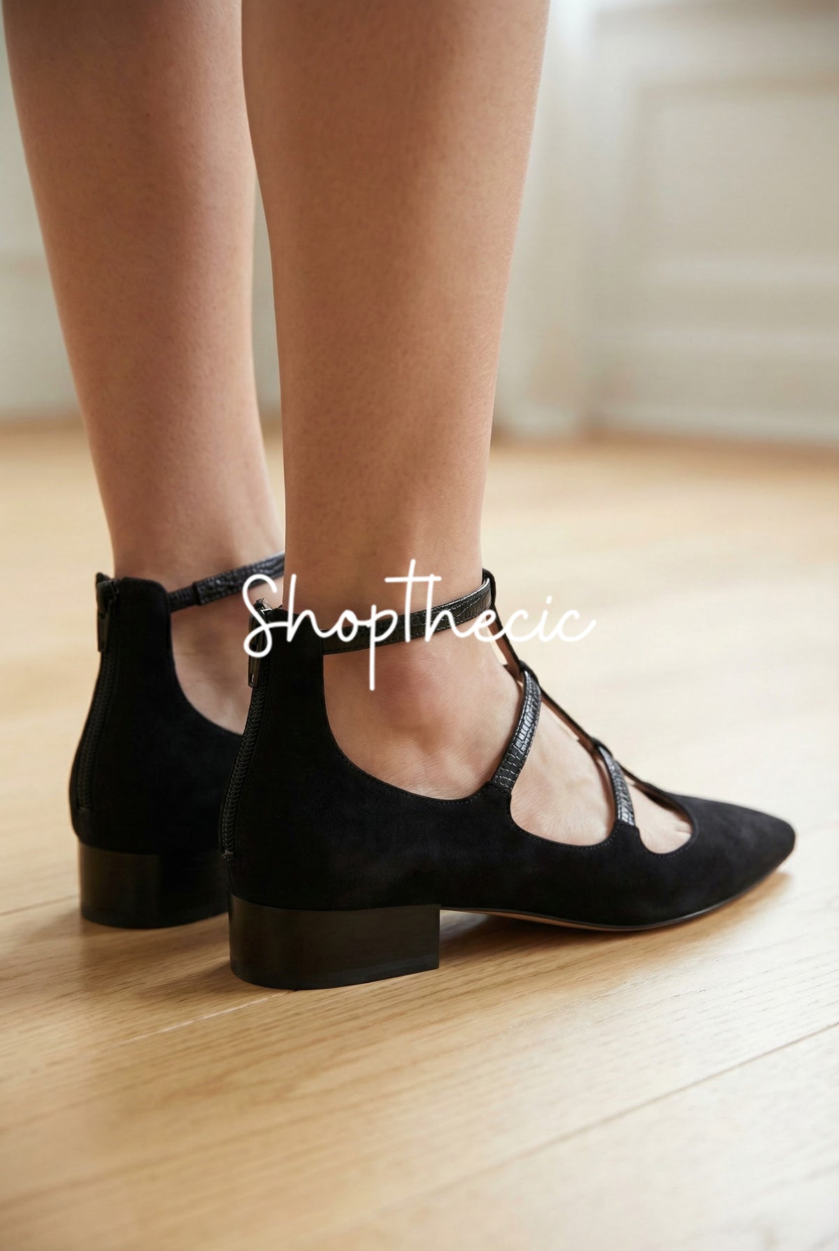 Black pointed Low heel Roman Sandals
