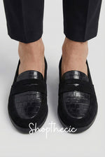 Scarpe mary jane nere con motivo coccodrillo