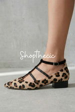 Leopard pointed Low heel Roman Sandals