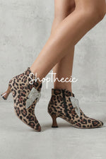 Bow-tie mid-heel pointed-toe Chelsea ankle boots