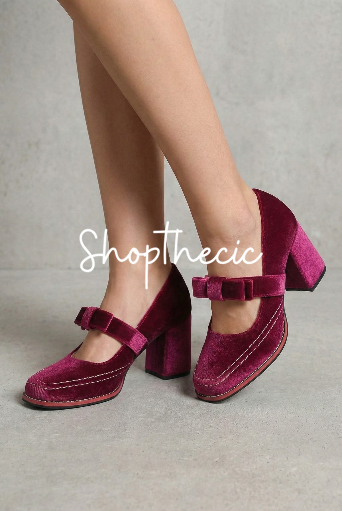 Vintage Suede square toes and bows chunky heels