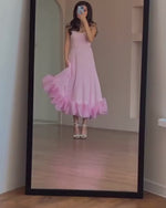 Spaghetti Strap Floral Applique A-line Dress