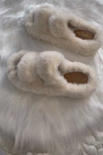 Pantoufles plates en fourrure épaisse de 7 cm