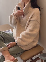 Pull à col roulé doux au toucher et demi-zip