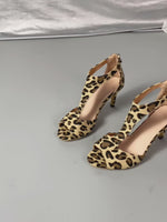 T-strap Leopard Back Zipper Peep-toe Heels