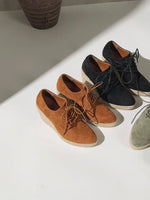 Espadrilles Round Toe Lace Up Low-top Platform Wedges