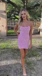 Sequin Halter Backless Bodycon Mini Dress