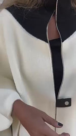 Lockere Jacke mit Dreiviertelärmeln und Stehkragen und Reißverschluss