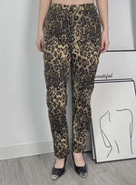 Pantalon slim imprimé léopard rétro