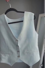 Cotton and Linen Vest and Shorts Business casual Outfits Set