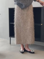 Elastic waist sequined knitted skirt