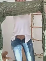 Hollow Long Sleeve Knitted Shawl Sweater