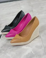 Wedge Heel Woven Straw Sole Glossy espadrilles Sandals