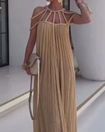 Robe longue en maille à bretelles avec cordon de serrage