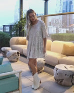 Sequin Round Neck Loose Waist Dress