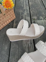 Double Strap Open Toe Espadrilles Wedge Sandals