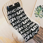 High Waist Split Straight Letters Knit Skirt