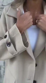 Woolen loose lapel fake pocket cardigan coat