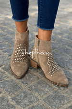 Retro sequined rhinestone side zipper chunky heel ankle boots