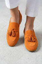 Vintage suede slip-on tassel loafers