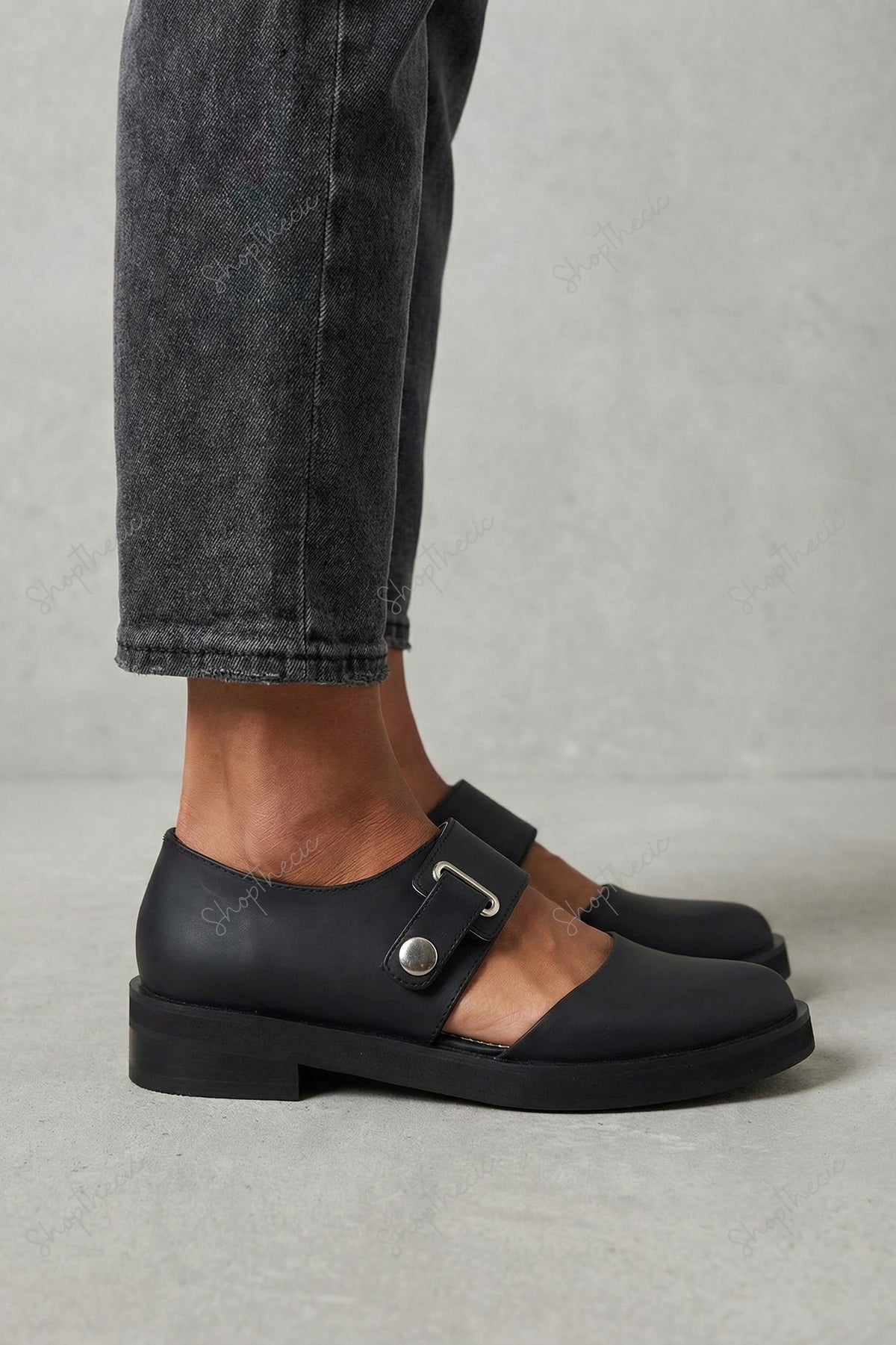 Low-heeled square-heeled round-toed Mary Jane Shoes