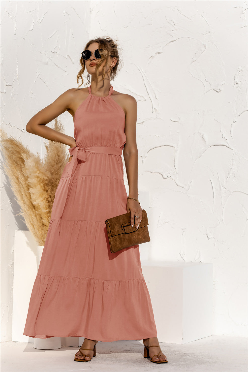 Halter Patchwork Long Dress