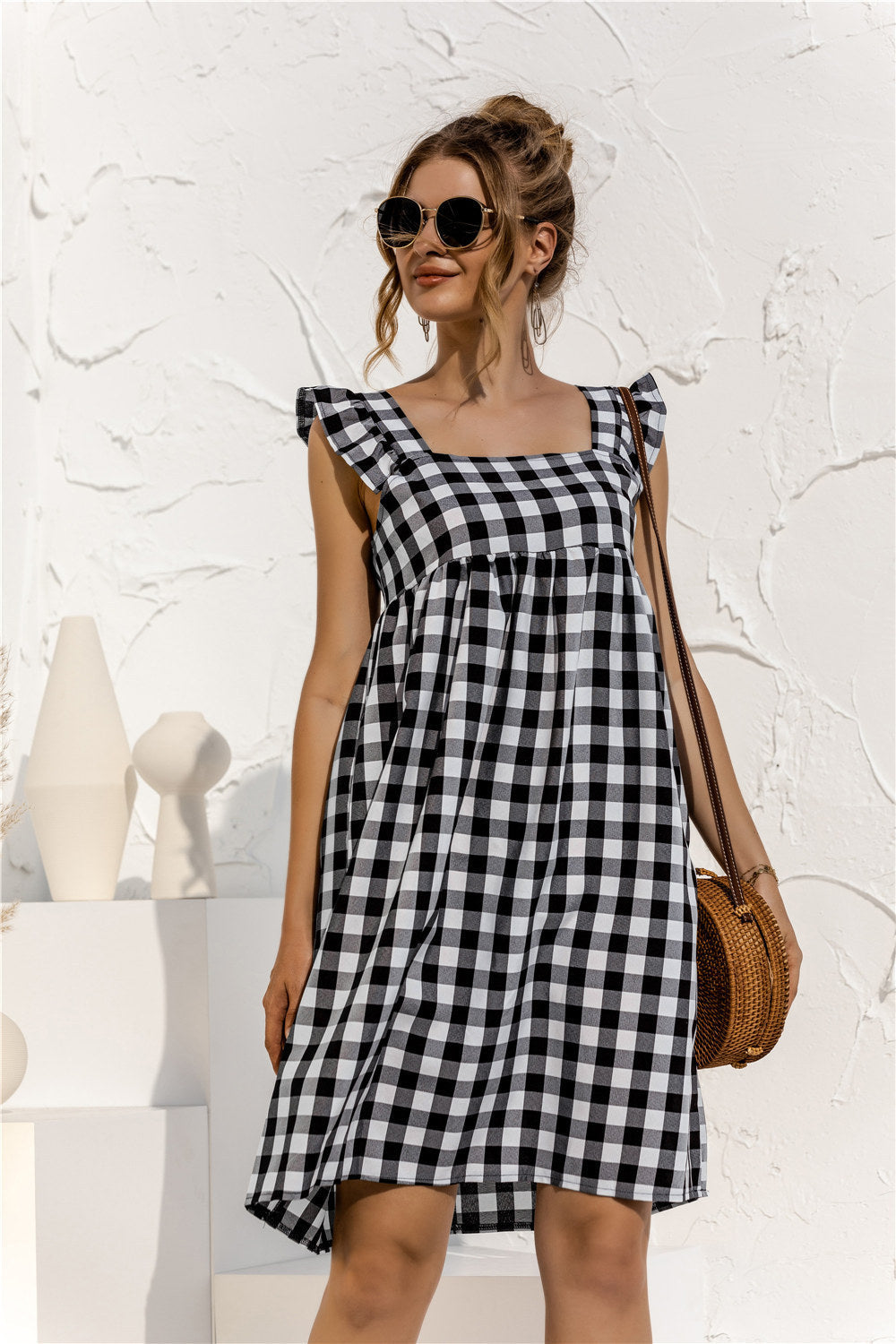 Square Neck Ruffle Sleeve Dress