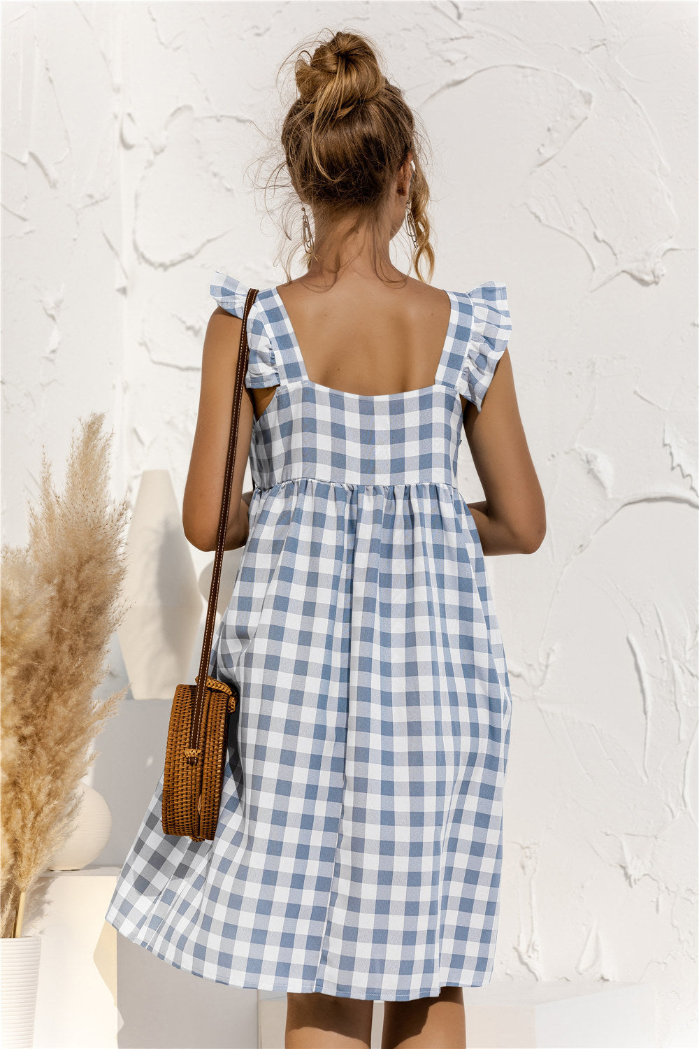 Square Neck Ruffle Sleeve Dress
