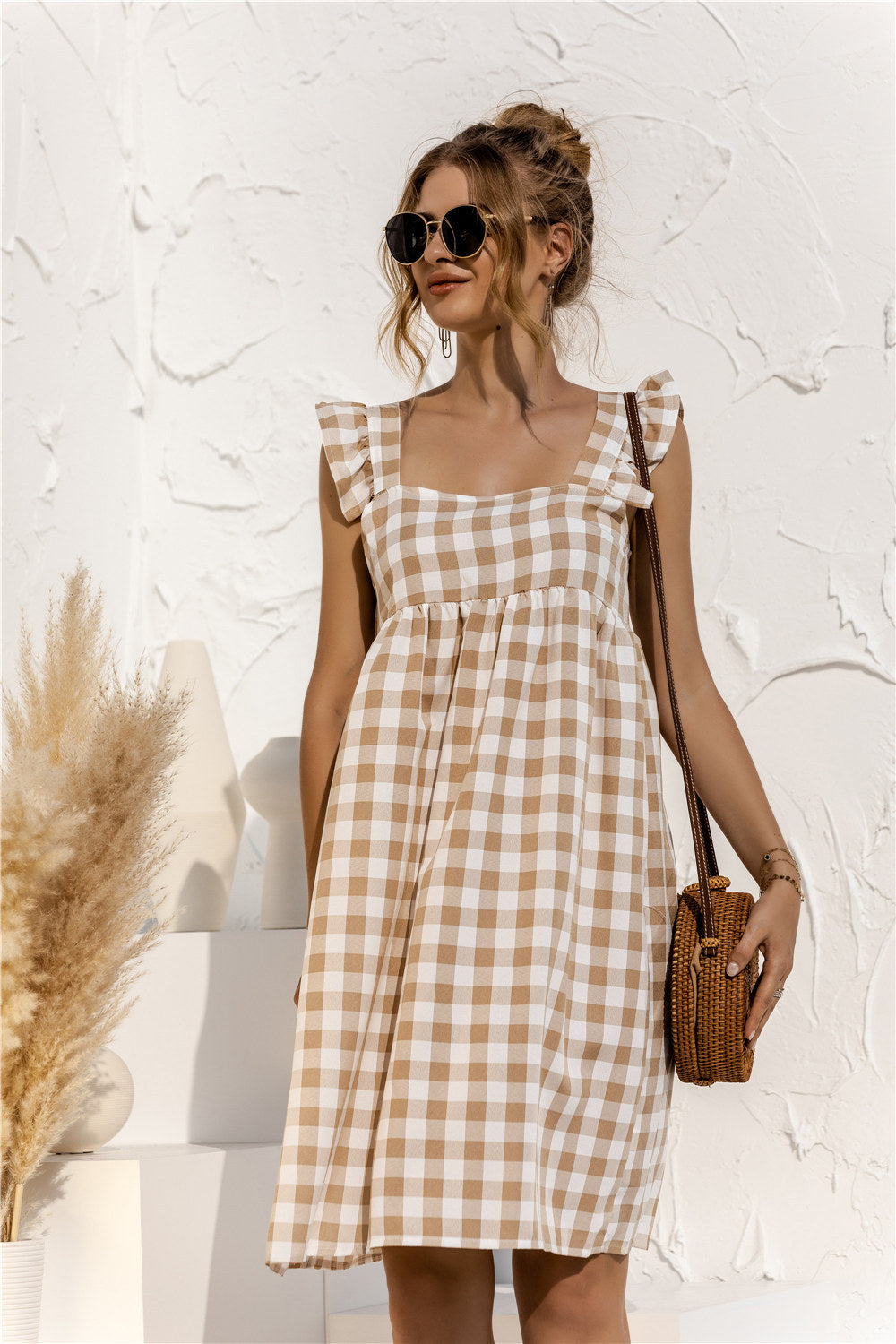 Square Neck Ruffle Sleeve Dress