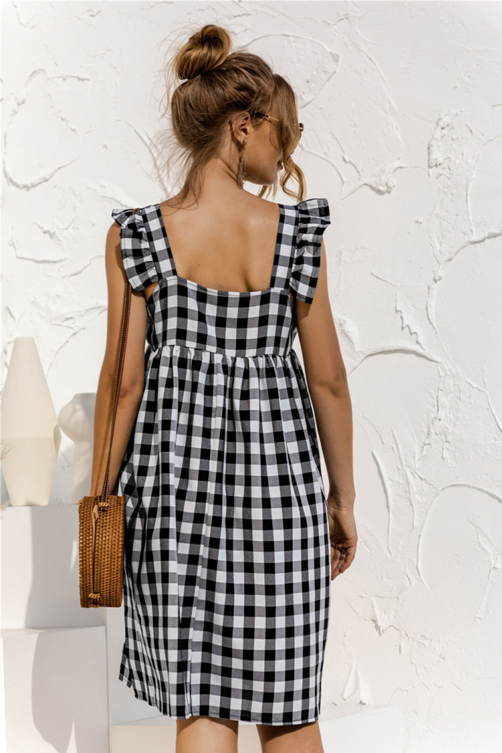 Square Neck Ruffle Sleeve Dress