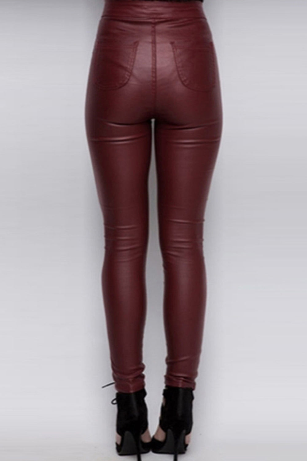 Einfarbige Straßenlederhose mit hoher Taille