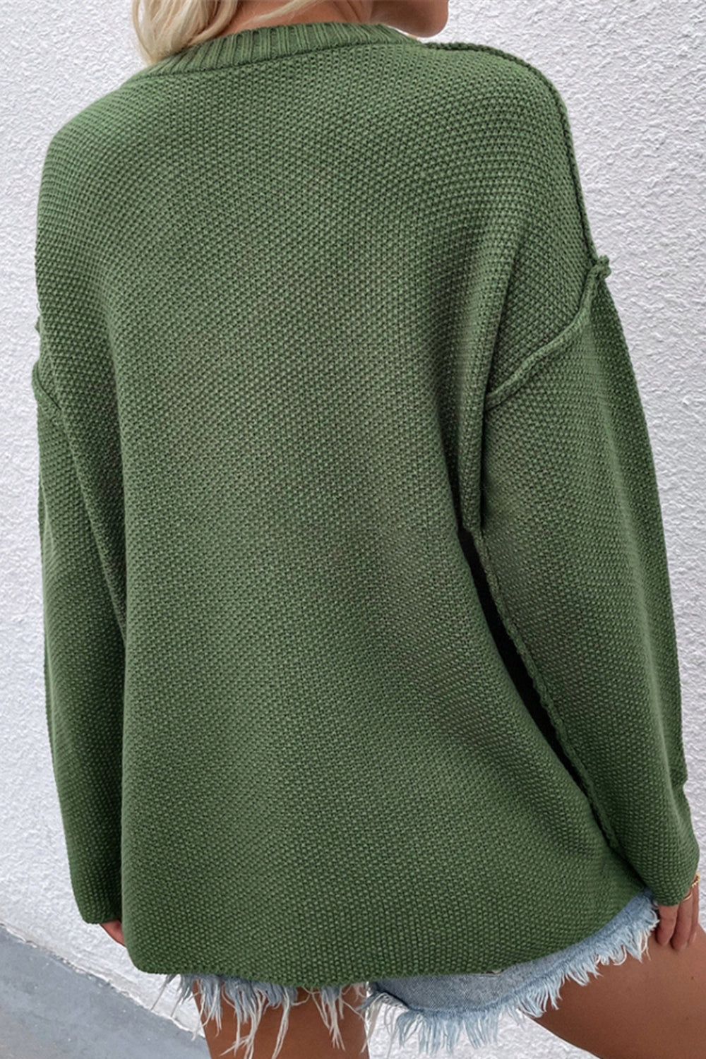 Solid Color Plus Size V-Neck Sweater