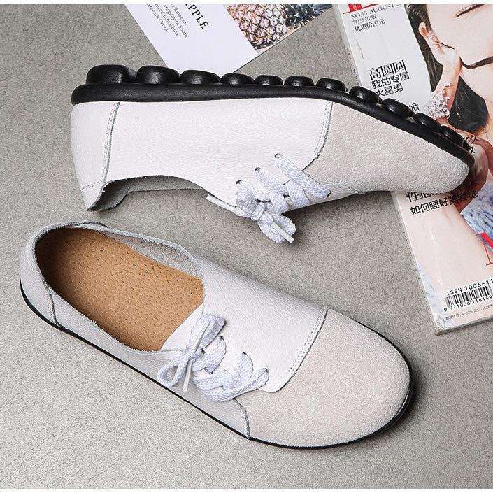 Chaussures de jardin à lacets diagonales en cuir brossé