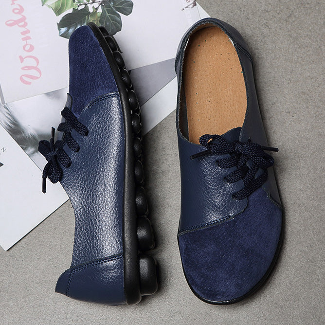 Chaussures de jardin à lacets diagonales en cuir brossé