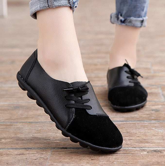 Chaussures de jardin à lacets diagonales en cuir brossé