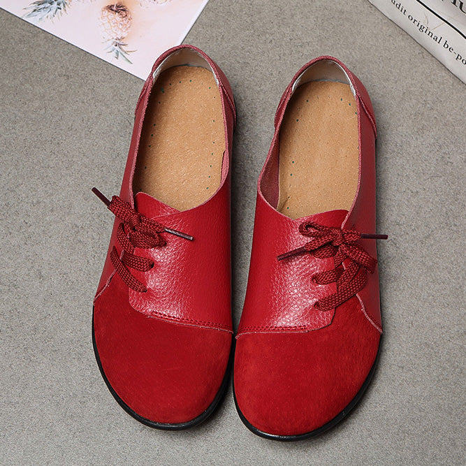 Chaussures de jardin à lacets diagonales en cuir brossé