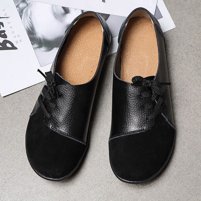 Chaussures de jardin à lacets diagonales en cuir brossé