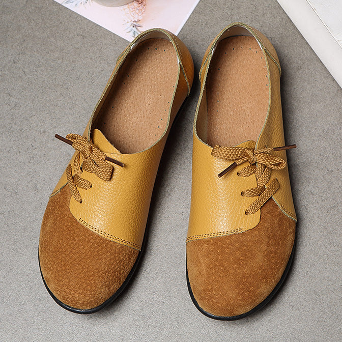 Chaussures de jardin à lacets diagonales en cuir brossé