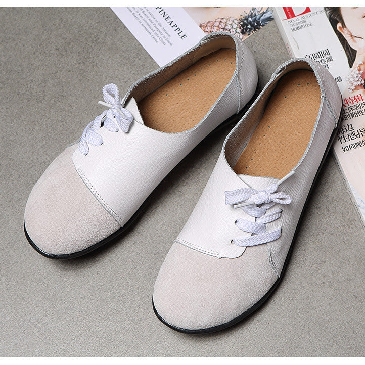 Chaussures de jardin à lacets diagonales en cuir brossé