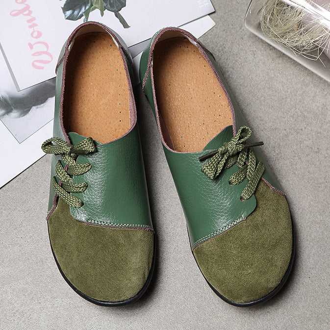 Chaussures de jardin à lacets diagonales en cuir brossé