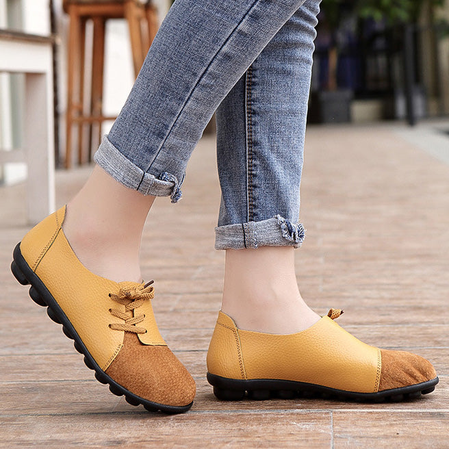 Chaussures de jardin à lacets diagonales en cuir brossé