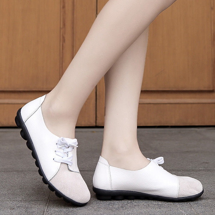 Chaussures de jardin à lacets diagonales en cuir brossé