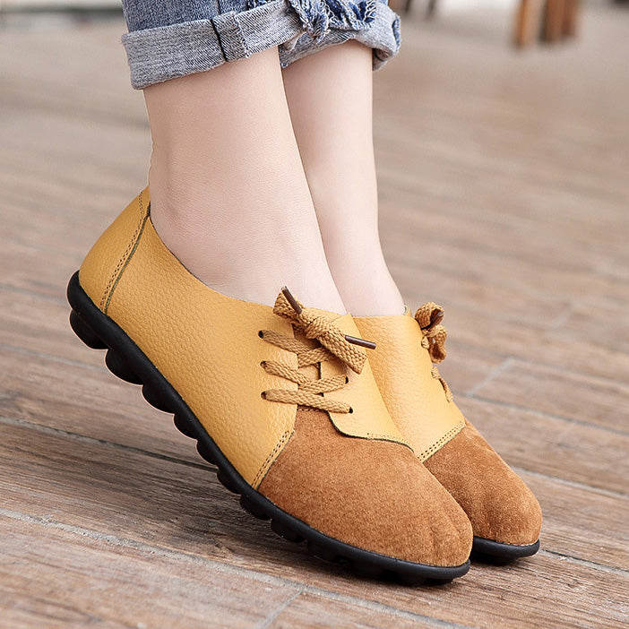 Chaussures de jardin à lacets diagonales en cuir brossé