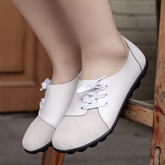 Chaussures de jardin à lacets diagonales en cuir brossé