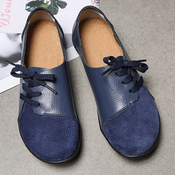 Chaussures de jardin à lacets diagonales en cuir brossé